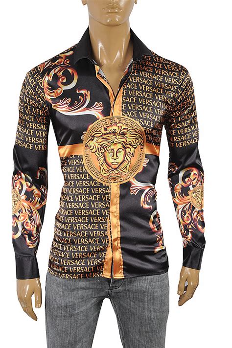 black and gold versace shirt men|versace collection men shirt black.